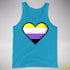 Nonbinary Pride 8-Bit Pixel Heart Premium Tank Top - Neon Blue